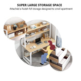 Industrial Computer Desk with Cage and Bookshelf 9 Inch Home Office Desk 3 Drawer Workstation for Study and Office Grey Finish Modern Design