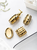 Bathroom Accessories Set, Golden Mosaic Ceramic Bathroom Accessory Sets Include Lotion Dispenser, Toothbrush Holder Tumbler, and Soap Dish