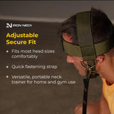 Iron Neck Neck Trainer, Exerciser, & Strengthener with Adjustable Head and Chin Strap - Portable Head Harness for Weight Lifting, Home, & Gym Use - Exercise & Workout Equipment (Classic, Olive Green)