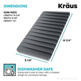 Kraus Roll Up Dish Drying Rack with Self-Draining Silicone Dish Drying Mat and Silicone Soap Dish Holder in Black, KDM-KRM-10BL