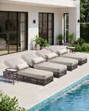 Luxury Outdoor Chaise Lounges with 5 Inch Thickened Cushions