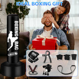 Standing Punching Bag for Adults, Boxing Bag with Stand for Stress Relief & Home Gym, Kicking Bag for MMA Training, Includes Boxing Gloves, Electric Air Pump, Grip Trainer, Jump Rope & Band