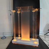 Church Pulpit with Wheels,Church Podium with Led Light,Acrylic Church Podium with Rollers& Vertical Reading Platform