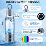 Alkaenum Hydrogen Water Bottle with Three Modes Produces 5000 PPB of Hydrogen Water in 8 Minutes,Made of Aluminium and Glass,with Colorful Light,Rechargeable for Travelling,Office,Home