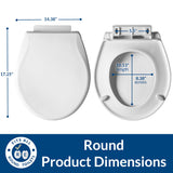 Mayfair Preston Easy to Clean Single Hinge Toilet Seat, Modern Slow Close Plastic Toilet Seat, Made in USA, Round, White