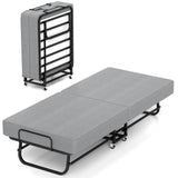 WATHPUR Folding Bed with Mattress, Portable Foldable Bed for Adults, Roll Away Guest on Wheels, Memory Foam Mattress and Metal Frame, Space Saving Fold Up for Easy Storage