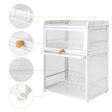 FFanhia 3 Tier Dish Drying Rack Modern Houseware Dish Organizer Shelf Cutlery Drainer with Lid Cover Detachable Drip Tray Storage Box Basket for Kitchen Storage Holder