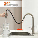 RULIA Kitchen Faucet, Kitchen Sink Faucet, Sink Faucet, Pull-Down Kitchen Faucets, Bar Kitchen Faucet, Brushed Nickel, Metal Spray Head, RB1018