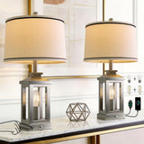 G-SAFAVA 24" Table Lamps for Living Room Bedroom Modern Metal Bedside Lamps Set of 2 Nightstand Lamp for Night Stands 3 Way Dimmable Touch Lamp with USB C+A Ports and 2 Light Sources, 4 Bulbs Includes