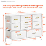 YILQQPER Wide Dresser for Bedroom TV Stand Entertainment Center with Large Chest of 9 Drawers for 50'' TV with Leather Front, Metal Handles for Closet, Entryway, Living Room, Glacier White