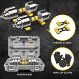 PHOEROS Adjustable Dumbbell Set - 44/66/88 LBS weights set, Dumbbell Barbell 3 in 1, Steel Dumbbells Pair with Connecting Rod for Adults Women Men Fitness Workout, Home Gym Exercise Training Equipment (88lbs)