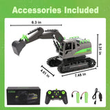 IQKidz Remote Control Excavator Toys for Boys 4-7 Yrs Old - Best Birthday Gift for Kids Age 3 5 8 9 10+, Metal Shovel Construction Vehicles with Light Sound, Rechargeable RC Tracked Digger