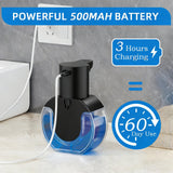 Ipefan Automatic Soap Dispenser Touchless,Rechargeable Foaming Soap Dispenser,15oz/420ml Smart Hand Soap Dispensers,4-Level Adjustable,Wall Mount for Bathroom Kitchen Dish Soap,Hands-Free (Black)
