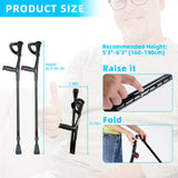 Forearm Crutch for Adults, Folding Arm Crutch, Aluminum, 10-Level Adjustable Height, Lightweight Elbow Crutch for Adult Men or Women, 1Pcs, FUSHIDE