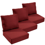moosprr Outdoor Chair Cushions Set of 3, Waterproof 24x24 Patio Chair Cushion, 6" Thickened Seat Cushion for Outdoor Furniture, Couch Cushion Replacement, Include 3 Back & 3 Seat Cushions, Thick/Red