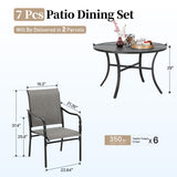 SUNSHINE VALLEY Patio Dining Set for 6, 54" Round Table, Textilene Chairs