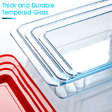 NUTRIUPS 1.5+2.4+3.7Qt Deep Glass Baking Dish, 11.5x8x3 in & 9.5x7x2.7 in & 8x6x2.4 in 3-Pack Deep Lasagne Dish with Lids for Oven, Rectangular Glass Bakeware