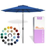 Midtown Umbrellas - The Lean 10 Ft Patio Umbrella with Fade-Resistant Sunbrella Fabric, Auto-Tilt Aluminum Frame and 8 Reinforced Ribs for Deck, Pool & Garden - Dark Blue Canopy, Black Pole