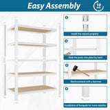 PrimeZone 2 Packs 36" W x 16" D x 72" H Closet Storage Shelves - 5 Tier White Metal Connector Shelving, Adjustable Heavy Duty Garage Shelves, Utility Rack Organizer Shelf for Kitchen Pantry Garage