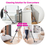 Cordless Vacuum Cleaner: Portable 6-in-1 Stick Vacuum with Anti-Tangle Brush, LED Headlight, Self-Standing, HD display, Rechargeable Vacuum for Pet Hair, Low-Pile Carpet and Hardwood Floor-Purple