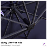 PURPLE LEAF Patio Telescopic Umbrella 11.5' x 11.5' Up Down Lifting Navy