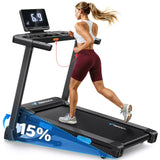 MERACH T12 Foldable Treadmill for Home 300 LBS Capacity Wide Running Belt
