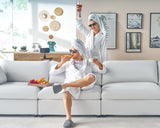 114" Modular Sectional Sofa, 4 Seats L Shaped Cloud Couch, White Linen