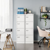 MIIIKO 4 Drawer File Cabinet, White Vertical Filing Cabinets with Lock, Home Office File Folders Storage Cabinet for Letter Legal A4 File Size