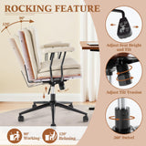 Home Office Desk Chair with Armrests & Wheels, Modern Walnut Swivel Rolling Executive Task Chair