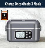 Rhudaky 27000mAh Cordless Electric Heated Lunch Box, 100W Rechargeable Portable Food Warmer for Adults Work Travel Car - Battery-Powered & Self-Heating, 2 x 6.3 cups