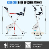 BARWING Exercise Bike Stationary Bikes for Home with APP，3 in 1 Folding Exercise Bikes for Seniors, Indoor Cycling Workout Bike 16-Level Adjustable Resistance,330LB Capacity,Comfortable Seat Backrest White