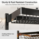 3 Tier Extra Large Stainless Steel Expandable Over The Sink Dish Drainer Drying Rack, Rust Proof Metal, Space Saving, Modern Black Big Capacity Extendable Plate Strainers Above Kitchen Counter