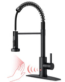 FORIOUS Touchless Kitchen Faucet Black, Smart Motion Sensor Spring Sink Faucet with Pull Down Sprayer Commercial Contemporary Hands-Free for Pot Filler, Farmhouse Camper Laundry Camper
