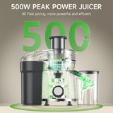 Juicer Machine, 500W Centrifugal Juicer Extractor with 3 Speed & Wide Mouth 3” Feed Chute for Fruit Vegetable, High Yield Juicer Included Cleaning Brush for Easy to Clean
