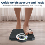 TIPRE Analog Scale for Body Weight, Mechanical Bathroom Scale, Analog Scale for Body Weight, 150kg/330lb, Dial Scale with Wider and Thicker Anti-Slip Platform, Simple Calibration, No Required Battery
