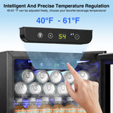 Kismile 68 Can Mini Fridge 1.7 Cu.Ft Beverage Refrigerator for 16 Bottle, Mini Refrigerator Cooler with Quiet Compressor, LED Light