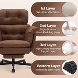 Criss Cross Office Chair with Foot Rest, Big and Tall Desk Chair with Flip Armrests for Pets & Cross Legged Sitting, Comfy Executive Ergonomic Office Reclining Computer Gaming Vanity Chair, Brown