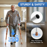 Loyoda Adjustable & Shock-Absorbing Crutch with Dual Height Adjustment, Under Arm Crutches for Adults & Kids 4'3" to 6'3"，Ergonomic Handle & Durable Rubber Tip for Maximum Comfort and Support