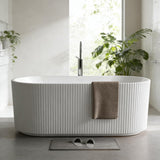 59"Acrylic Freestanding Soaking Bathtub, Deep Ergonomic Design with Lumbar Support, Integrated Overflow Drain, Non-Slip Base,cUPC Certified Modern Bathroom Tub, Easy Installation for Bathroom