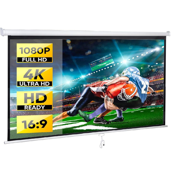 Projector Screen Pull Down 80 Inch 16:9 HD Projection Screen Folding Home Theater Portable Indoor Outdoor Movie Screen ZENY