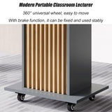 Professional Adjustable Wooden Podium with 4 Rolling Wheels, Portable Lectern for Weddings, Churches, Schools & Events - Sturdy, Versatile, Easy to Move