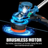 SENIX 20V 15" Weed Wacker, String Trimmer w/5.0Ah Battery & 2A Charger, Variable Speed, Brushless Motor, Lightweight 6.6lbs (GTX2-M3)
