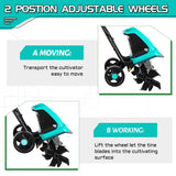 IncwBo 15 Amp 12 Inch Electric Tiller/Cultivator with 4 Steel Tines Small Garden Tiller for Gardening, Corded Rototiller with Adjustable Wheels