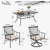 PHI VILLA 7 Piece, Outdoor Dining Table, 59"x36" Table, Umbrella Hole