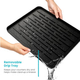 Home Zone Living Foldable Dish Drying Rack with Removable Utensil Caddy and Drip Tray