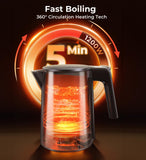 Electric Kettle, Double Wall Stainless Steel Cool Touch Water Boiler Heater, 7 Temperature Control Teapot, 4H Keep Warm | Black SSYFEI