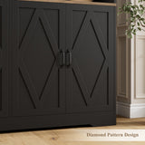 HOSTACK 71" Tall Pantry Cabinet, 55" Wide Kitchen Pantry Storage Cabinet, Large Kitchen Hutch with 2 Microwave Stands, Farmhouse Coffee Bar Station with Doors and Shelves for Dining Room, Black