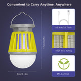 Solar Bug Zapper Outdoor Waterproof, Portable Mosquito Zapper, 2-in-1 Cordless & Rechargeable Bug Zapper with LED Light for Home, Camping, Patio, Yard, Pool (Green)