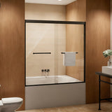 AMAPO Shower Door Double Sliding 60in.W x 60in.H Semi-Frameless Shower Doors,1/4 inch Clear Tempered Glass Door for Walk-in Shower, Black