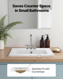 VEVOR Semi Recessed Bathroom Sink, 20.08 x 18.31 Inch Rectangular White Ceramic Vessel Sink with Overflow and 3 Faucet Holes, Drop in Modern Lavatory Vanity Bath Wash Bowl Basin Rectangle Small Space